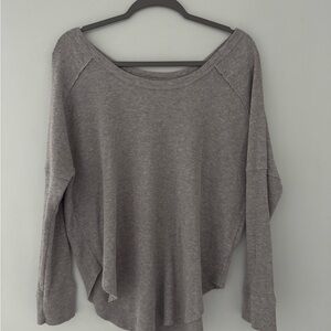 TNA Aritzia Gray Ribbed Knit Top